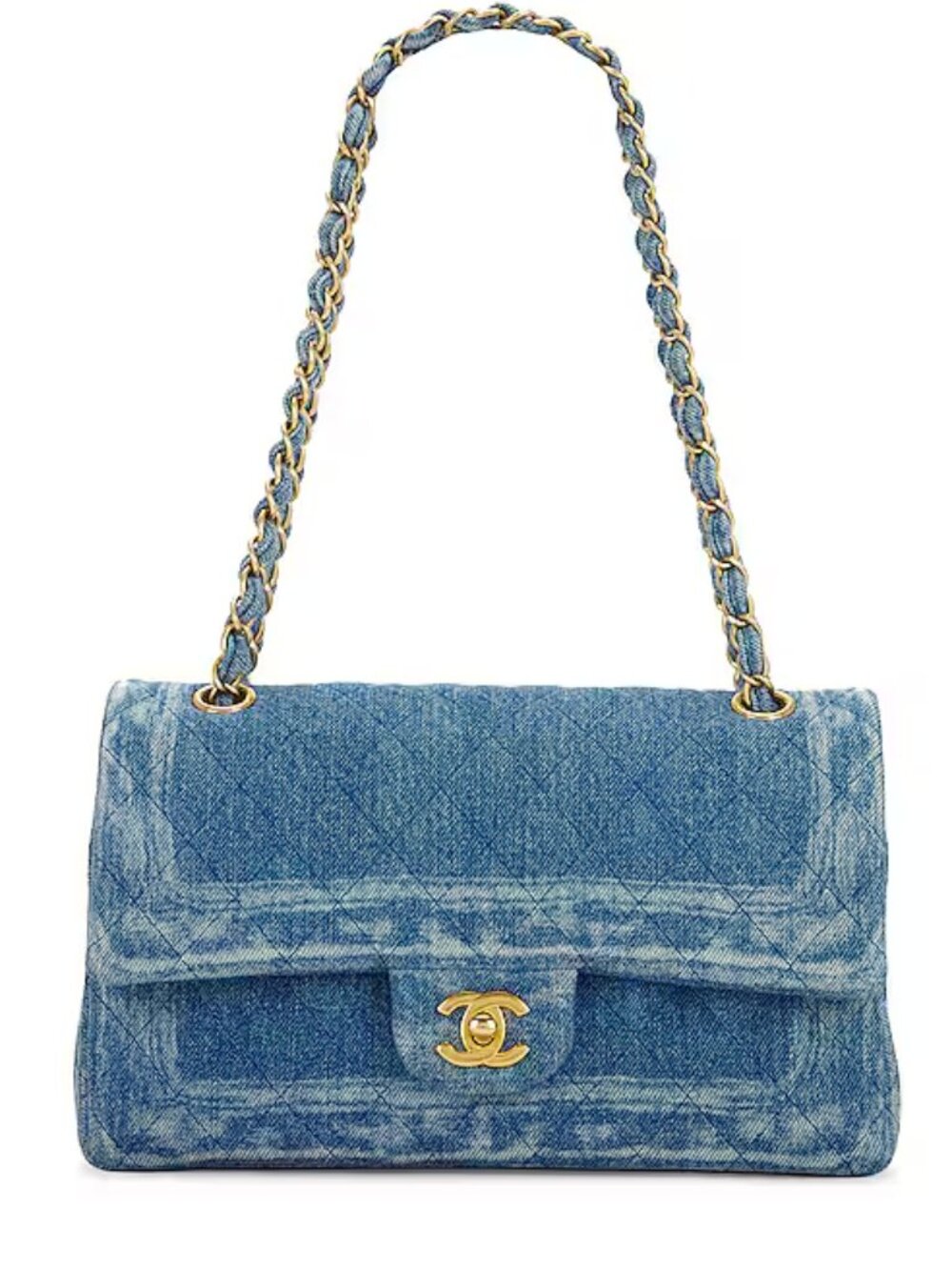 CHANEL MEDIUM CLASSIC DOUBLE FLAP BAG BLUE WASHED DENIM